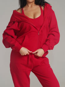 **PREORDER** Threads Zip Hoodie - Lipstick Red