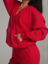 Thumbnail 5 of Threads Zip Hoodie - Lipstick Red, 5 of 6