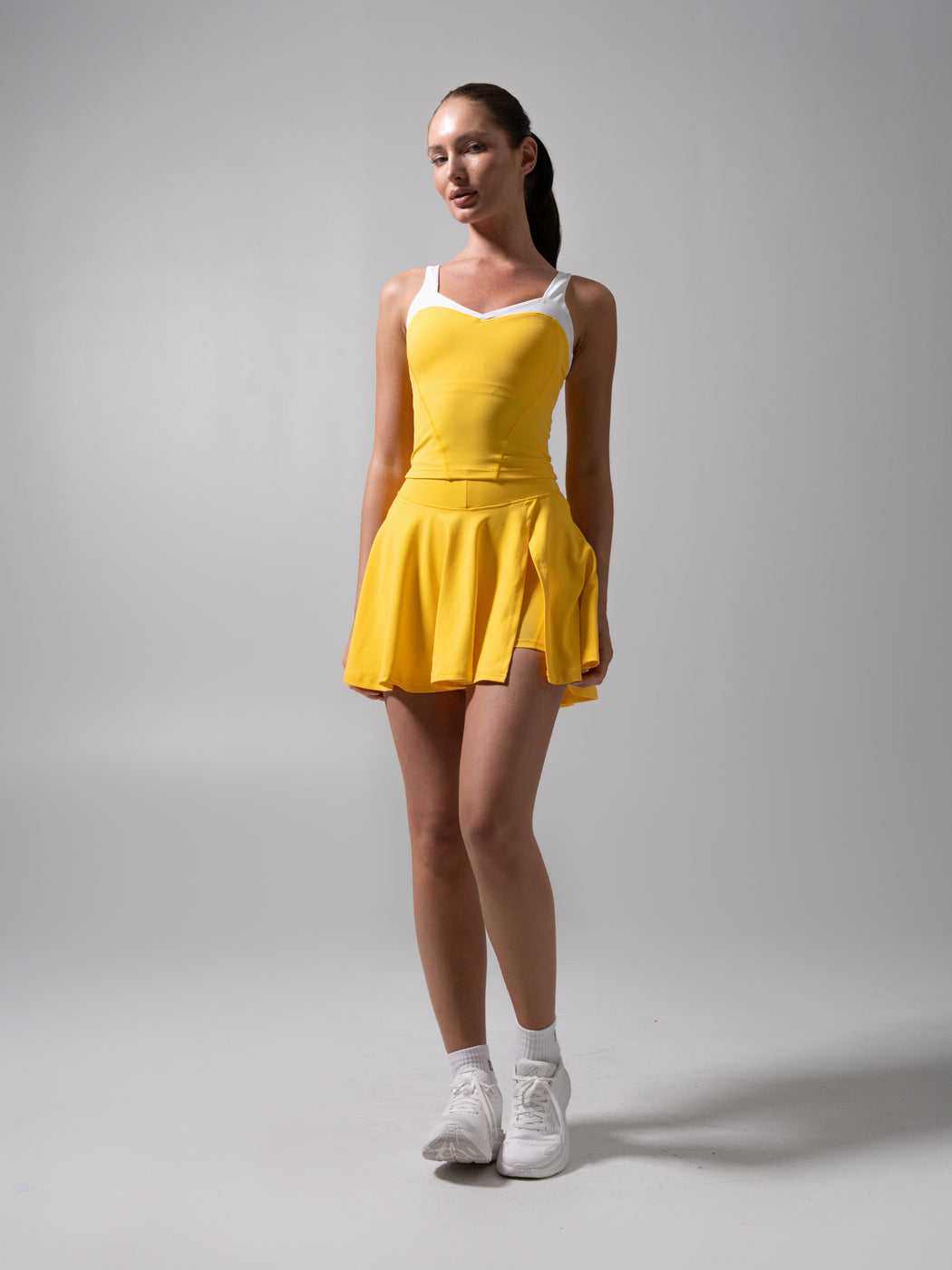 Served Waist Tank - Pineapple and White
