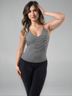 Brami V Neck Tank - Black/ White Stripe