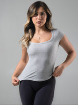 Thumbnail 3 of Brami Scoop Tee - Heather Grey, 3 of 4