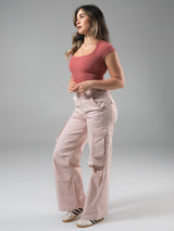 Thumbnail 5 of Wide Leg Cargo Pant - Strawberry Milk, 5 of 6