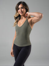 Thumbnail 1 of Brami V Neck Tank - Olive Juice, 1 of 5