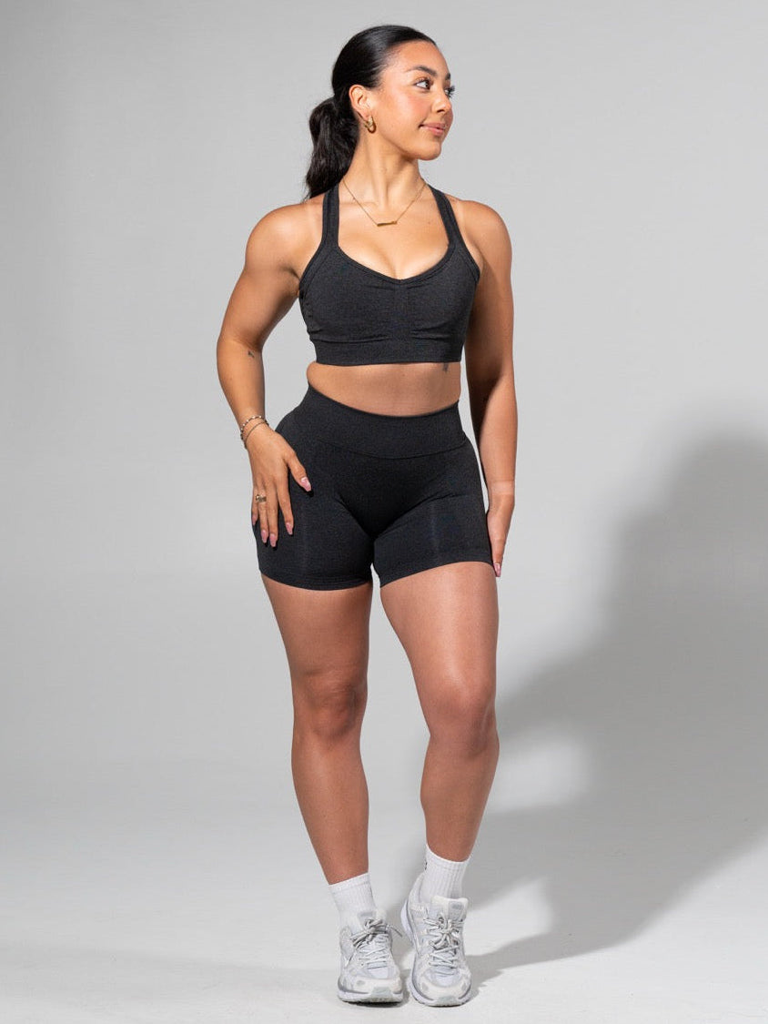 Miracle Seamless Mid Rise Short 4.5" - Heather Charcoal