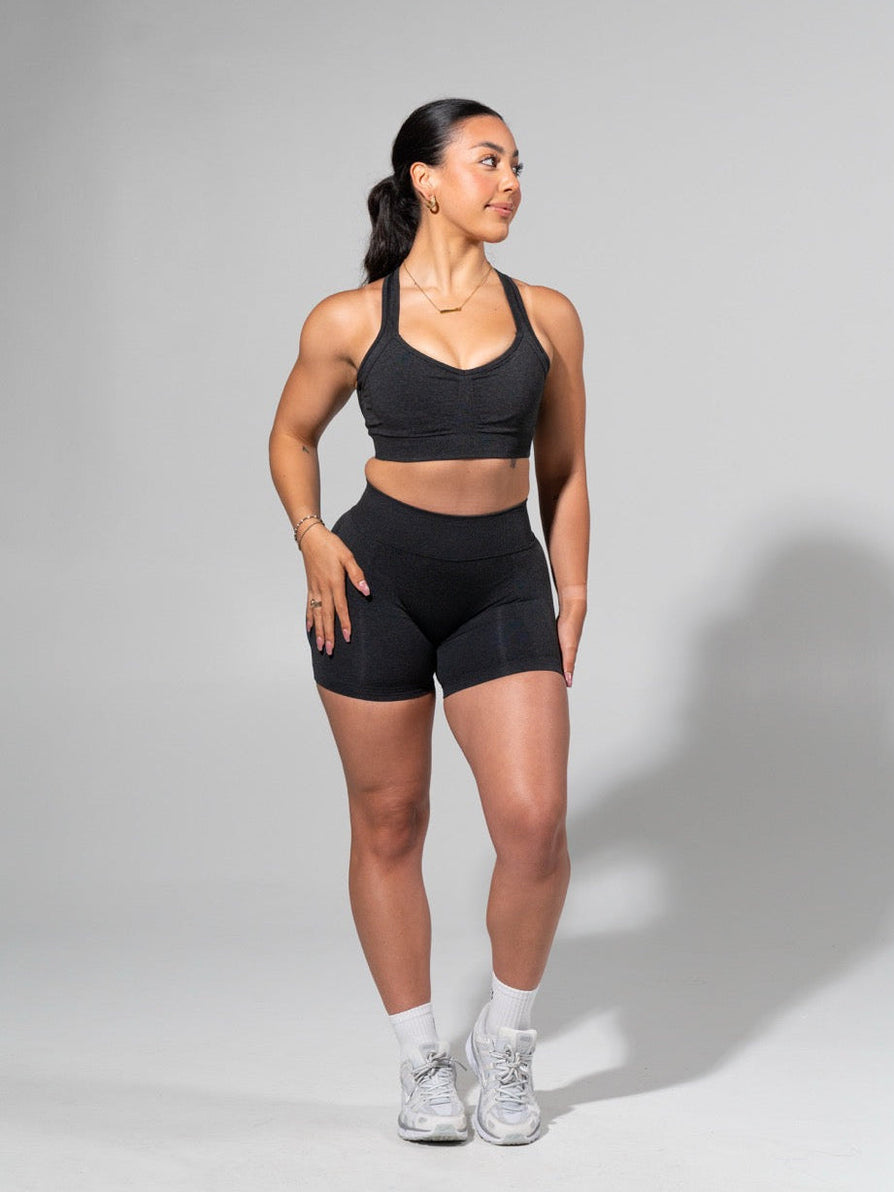**PREORDER** Miracle Seamless Hip Rise Short 4.5" - Heather Charcoal