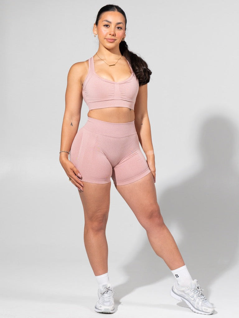 Miracle Seamless Mid Rise Short 4.5" - Heather Rose Water