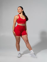 Thumbnail 2 of **PREORDER** Miracle Seamless Hip Rise Short 4.5" - Heather Lipstick Red, 2 of 11