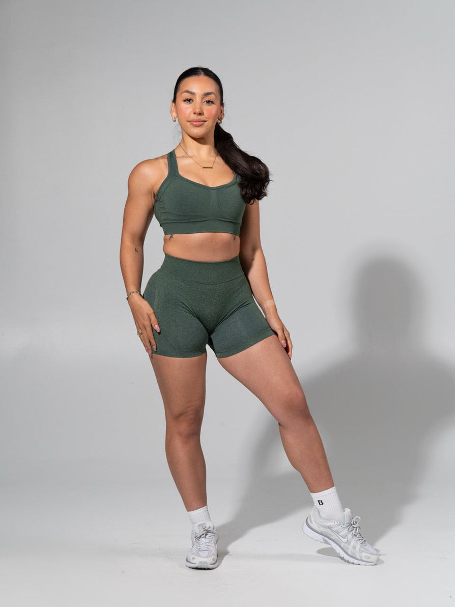 **PREORDER** Miracle Seamless Hip Rise Short 4.5" - Heather Limon Pepino