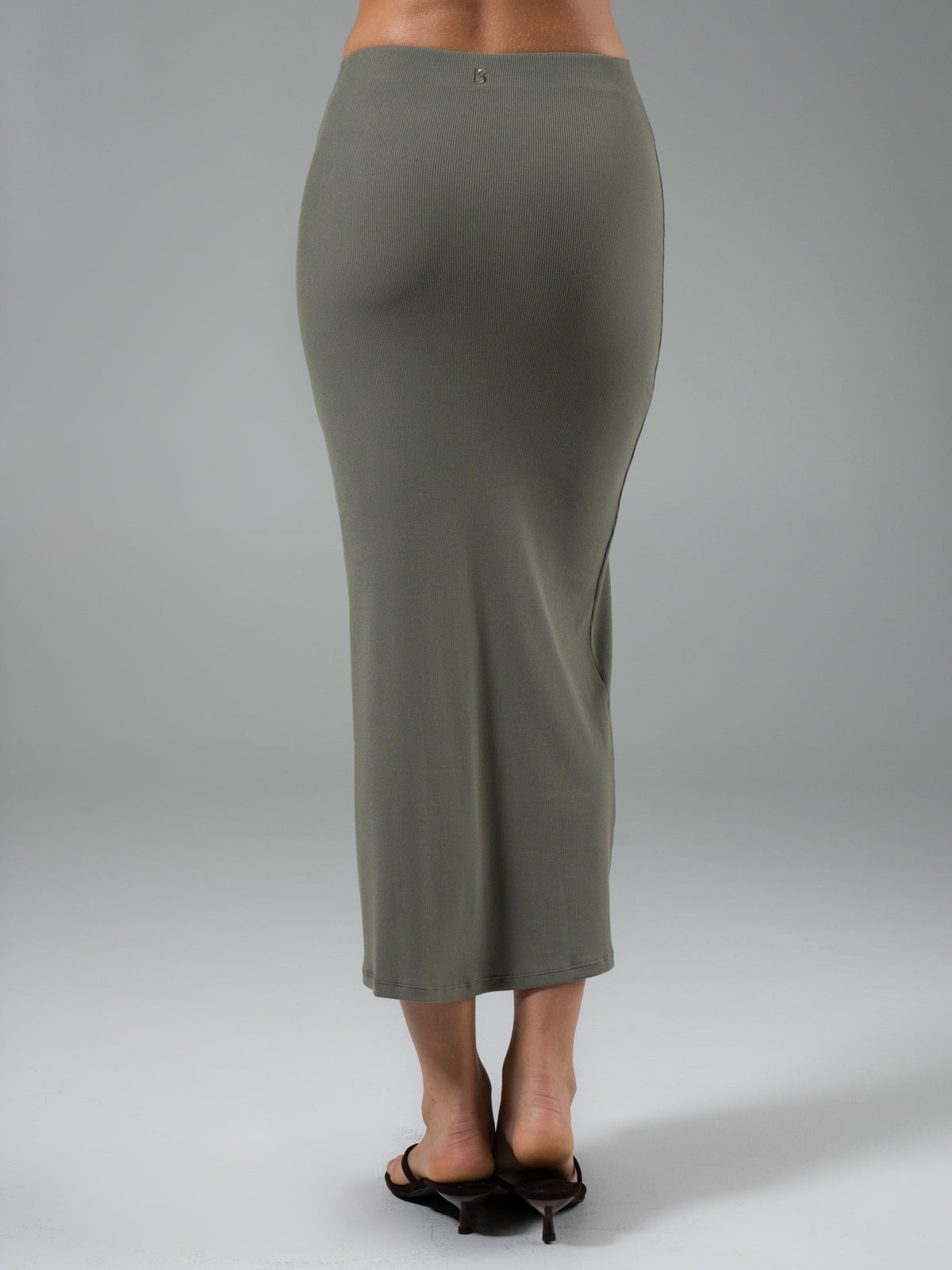Nimbus Rib Midi Skirt - Olive Juice