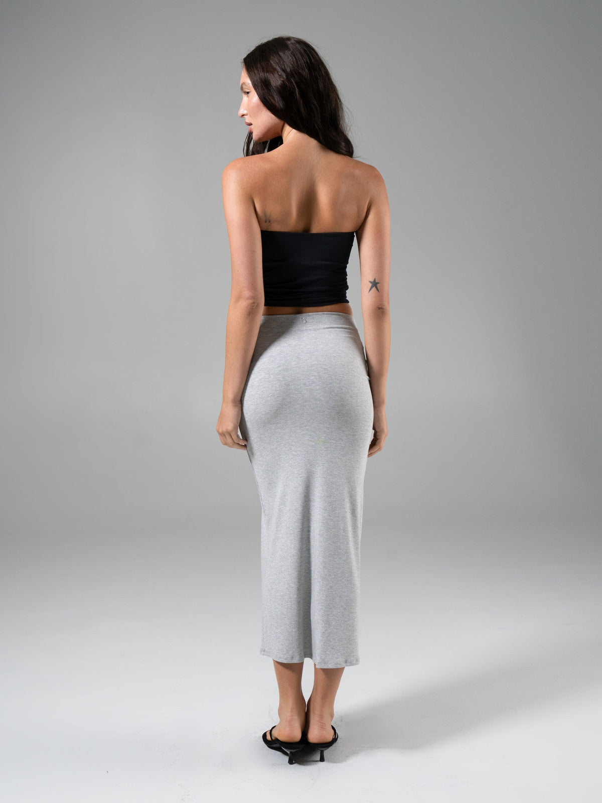 Nimbus Rib Midi Skirt - Heather Grey