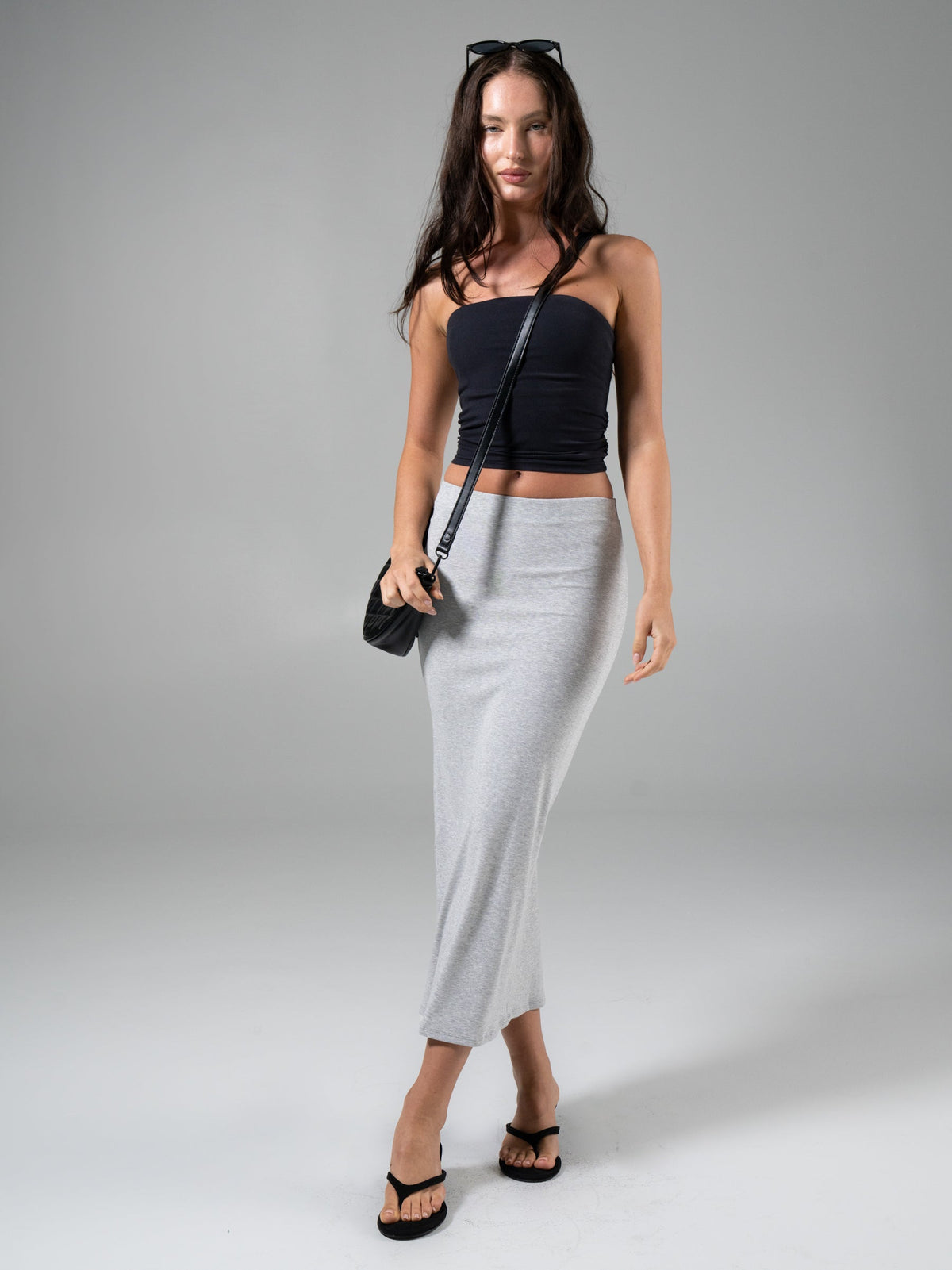 Nimbus Rib Midi Skirt - Heather Grey