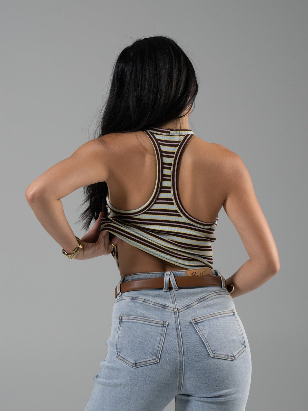 Brami V Neck Tank - Multi Stripe