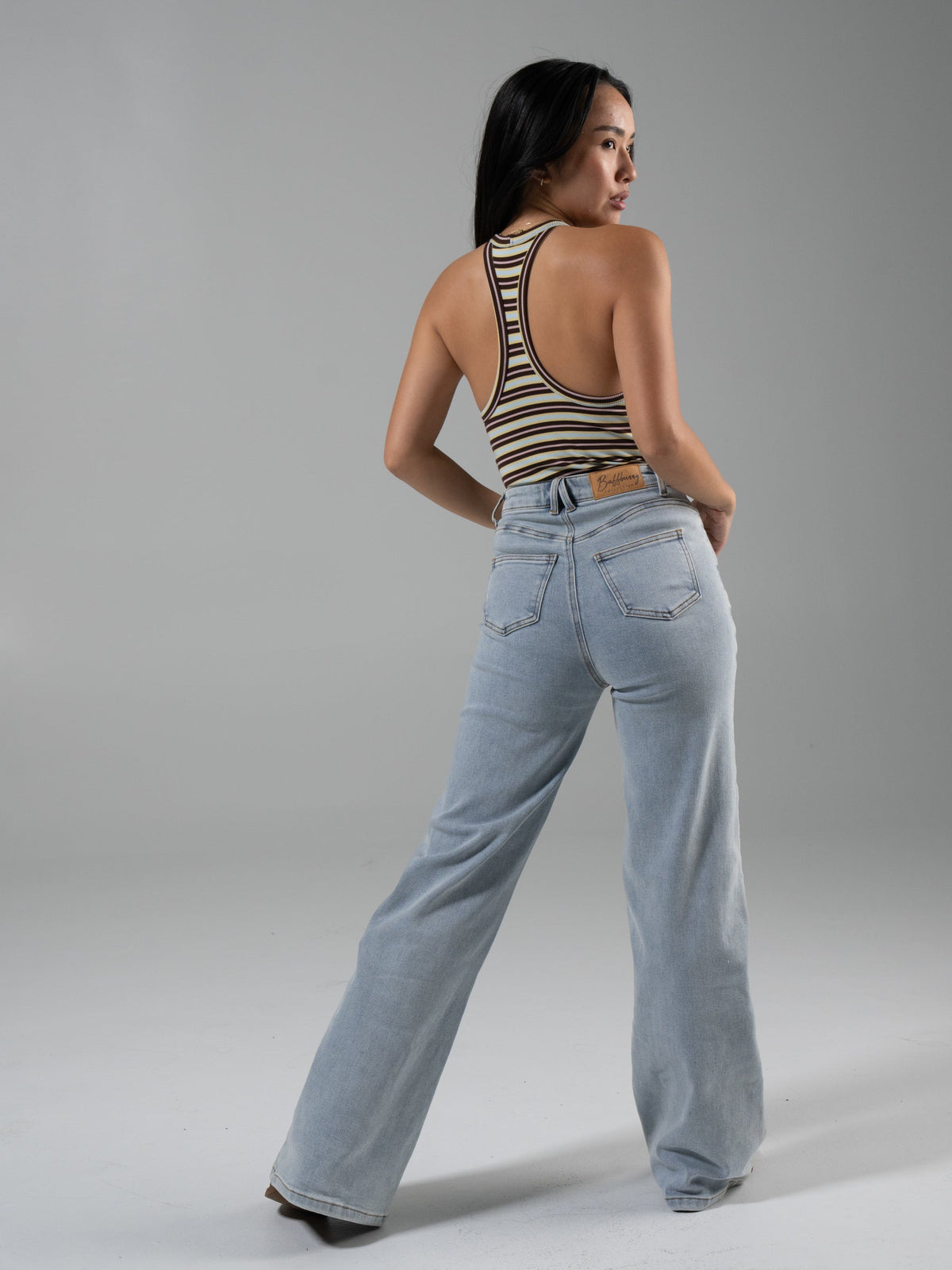 Cheeky Straight Leg High Rise Jeans - Light Wash