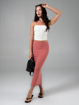 Thumbnail 1 of Nimbus Rib Midi Skirt - Cinnamon Toast, 1 of 6