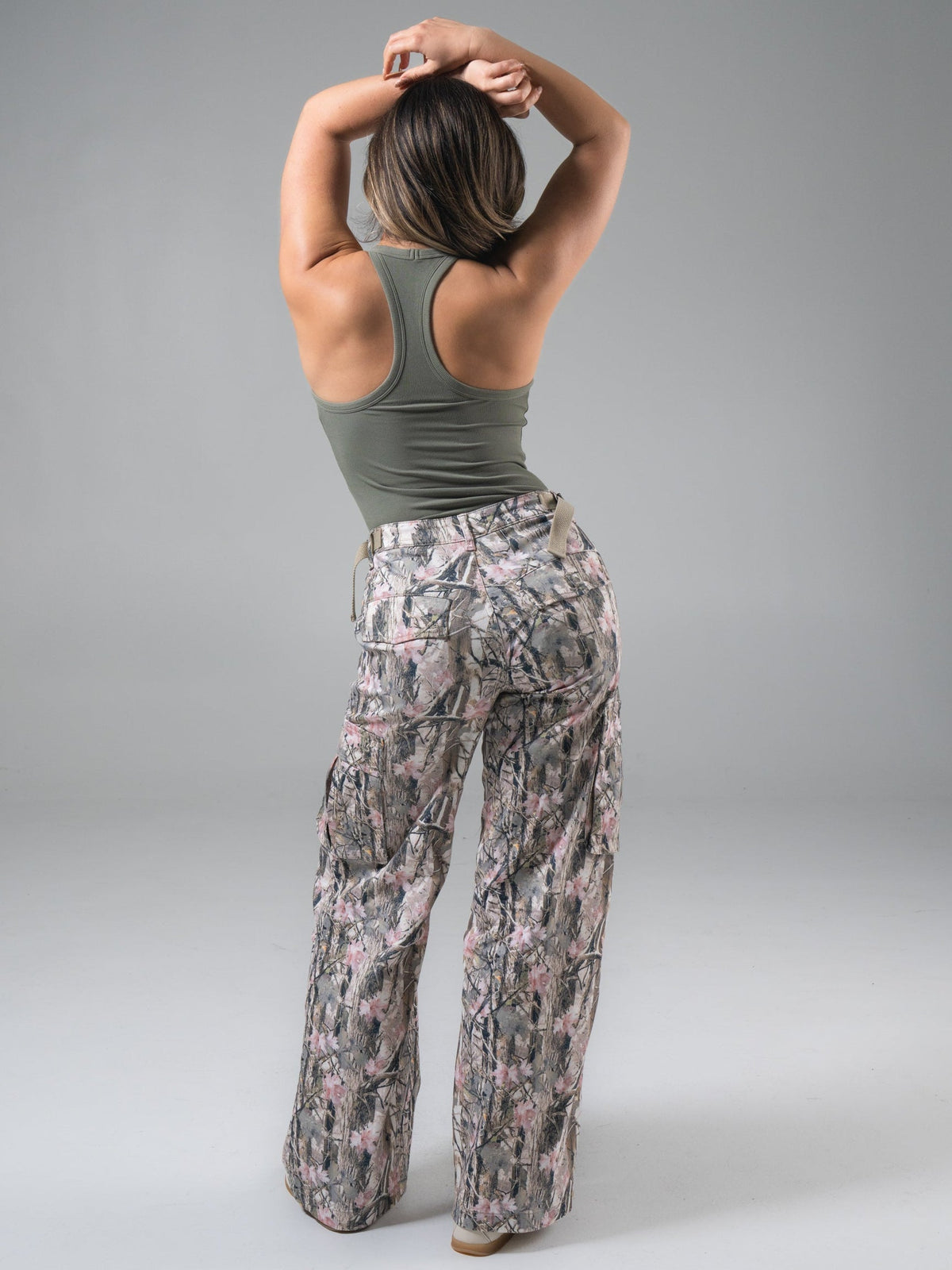 Wide Leg Cargo Pant - Pink Camo