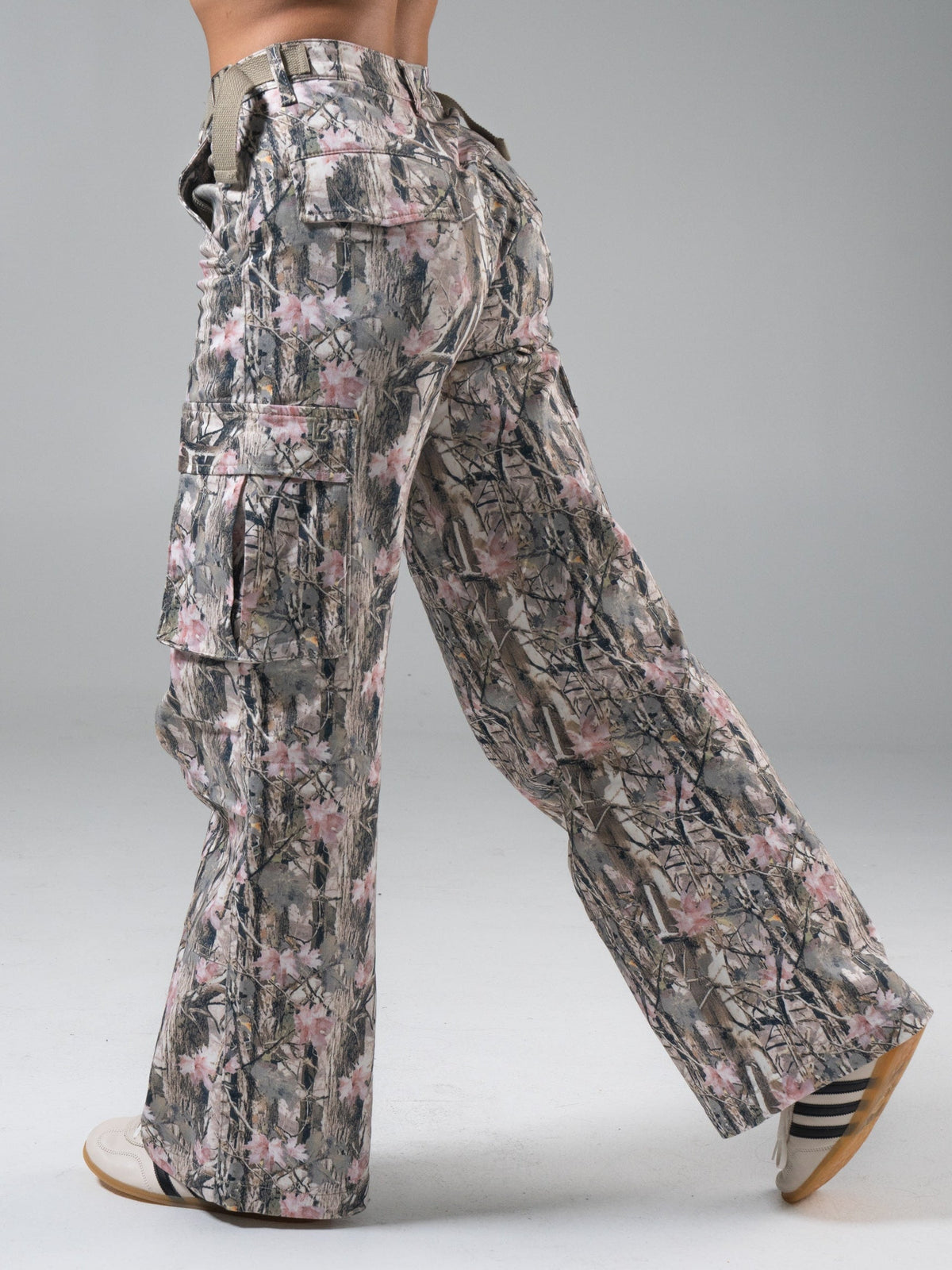 Wide Leg Cargo Pant - Pink Camo