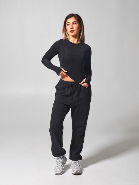 Halo Long Sleeve Baby Tee - Onyx Black