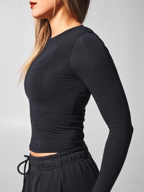 Halo Long Sleeve Baby Tee - Onyx Black