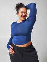 Thumbnail 3 of Halo Long Sleeve Baby Tee - Baked Blue, 3 of 7