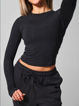 Thumbnail 1 of Halo Long Sleeve Baby Tee - Onyx Black, 1 of 7