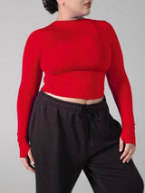 Thumbnail 2 of Halo Long Sleeve Baby Tee - Lipstick Red, 2 of 3