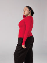 Thumbnail 3 of Halo Long Sleeve Hip Tee - Lipstick Red, 3 of 5