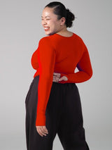 Thumbnail 3 of Halo Long Sleeve Baby Tee - Lipstick Red, 3 of 3