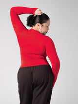 Thumbnail 4 of Halo Long Sleeve Hip Tee - Lipstick Red, 4 of 5