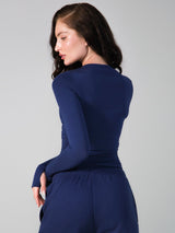 Thumbnail 3 of Halo Long Sleeve Hip Tee - Baked Blue, 3 of 4