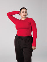 Thumbnail 2 of Halo Long Sleeve Hip Tee - Lipstick Red, 2 of 5