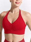 Halter Seamless Sports Bra - Salsa Red