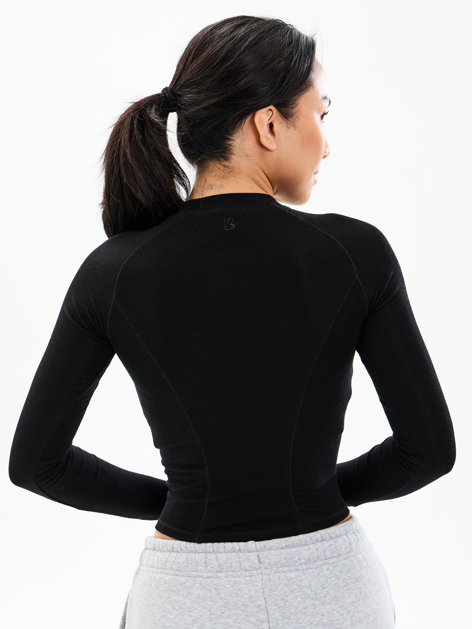 Base Layer Long Sleeve Waist Top - Onyx Black