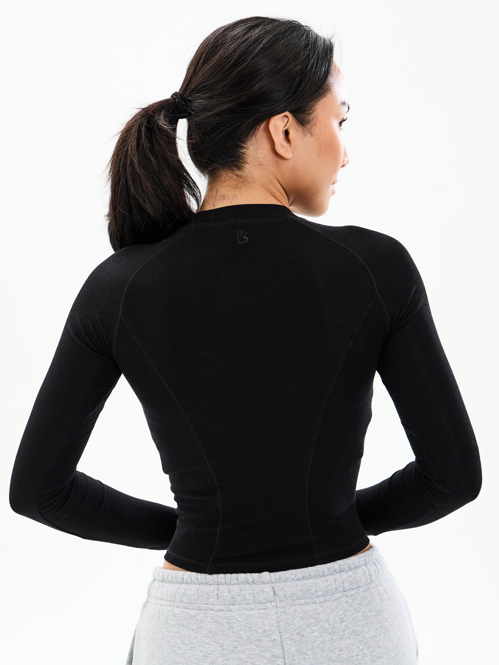 Base Layer Long Sleeve Waist Top - Onyx Black