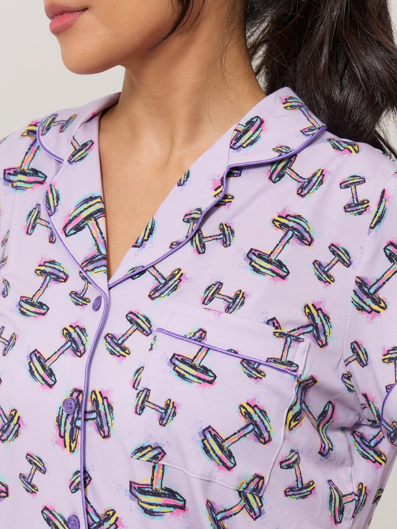 **PREORDER** Pajama Shorts Set - Dumbbell Print