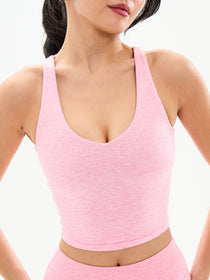 Dream Heather V Neck Tank - Heather Pink