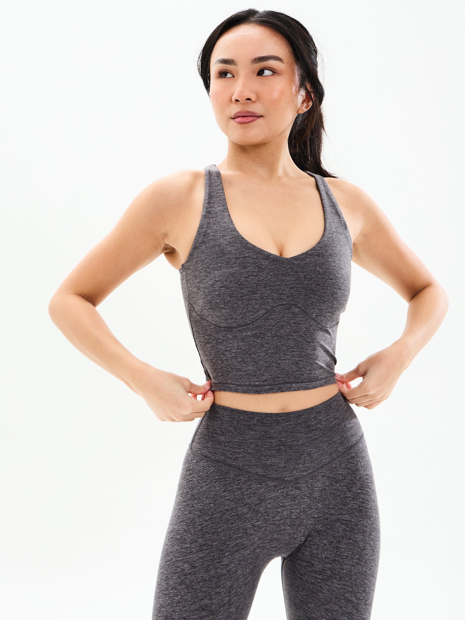 Dream Heather V Neck Tank - Heather Charcoal