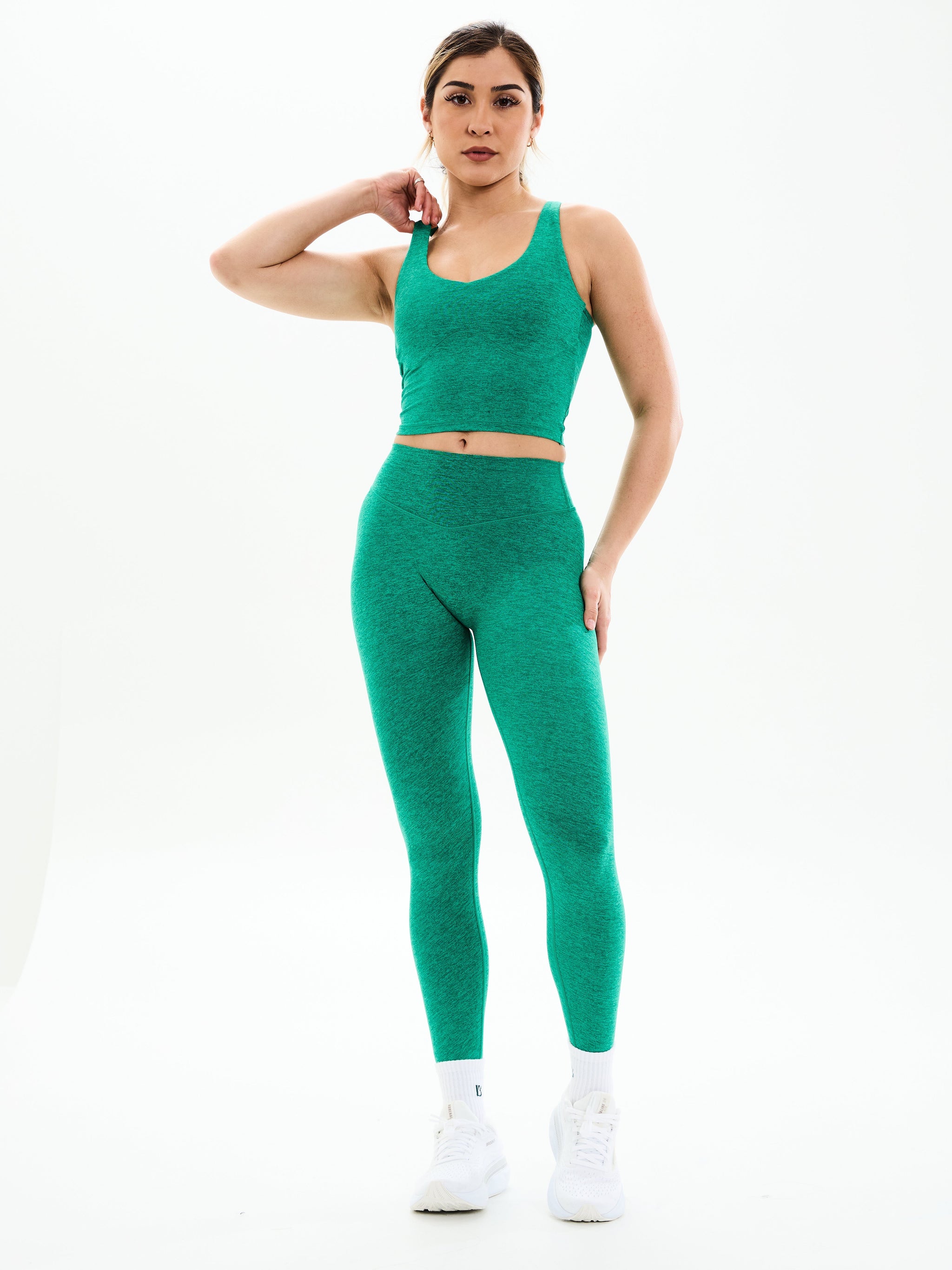 Dream Heathered Legging - Heather Green