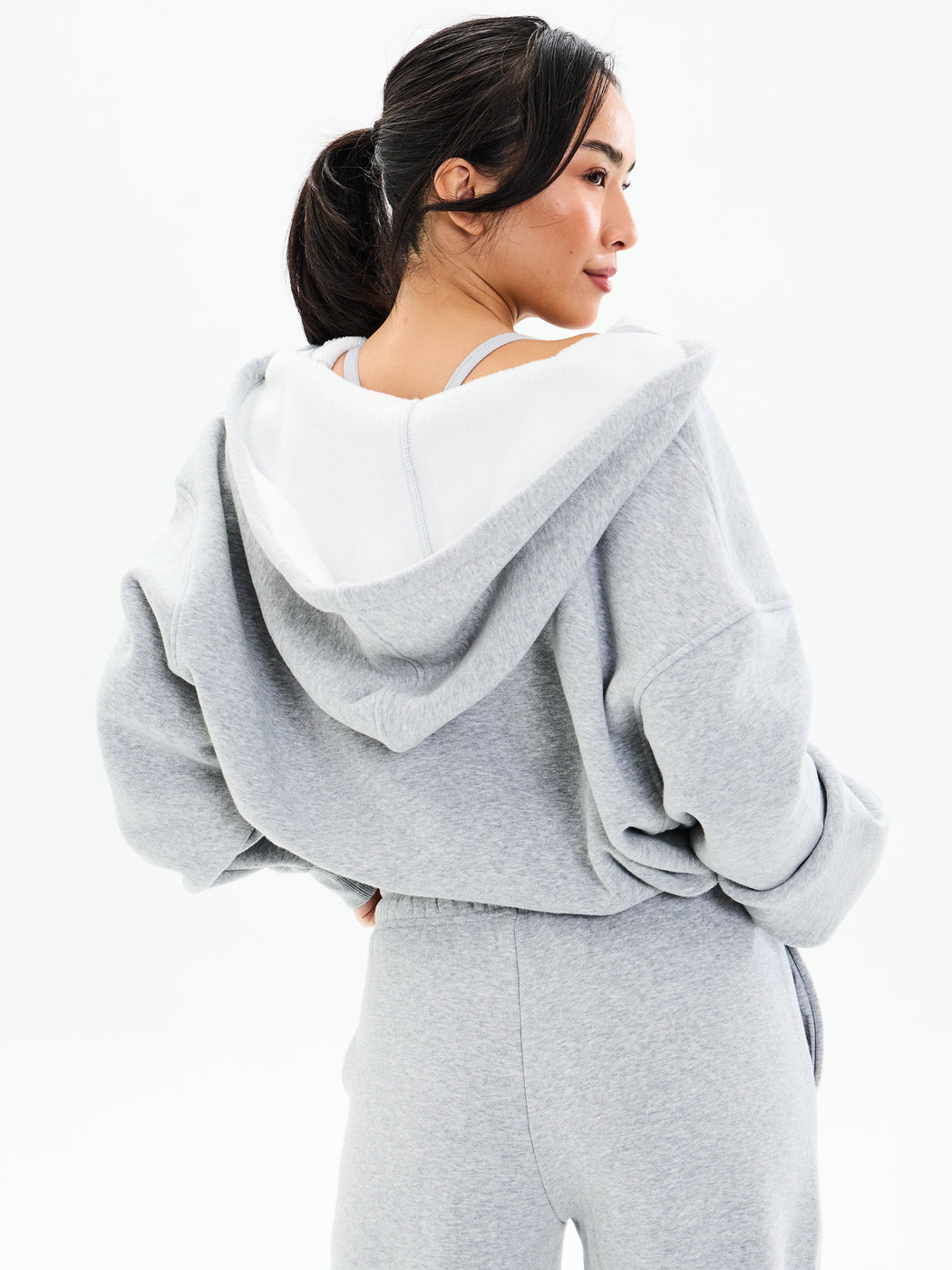 Plush Fleece Zip Hoodie - Heather Grey