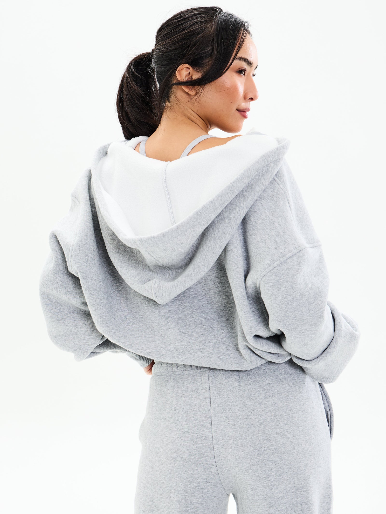 Plush Fleece Zip Hoodie - Heather Grey