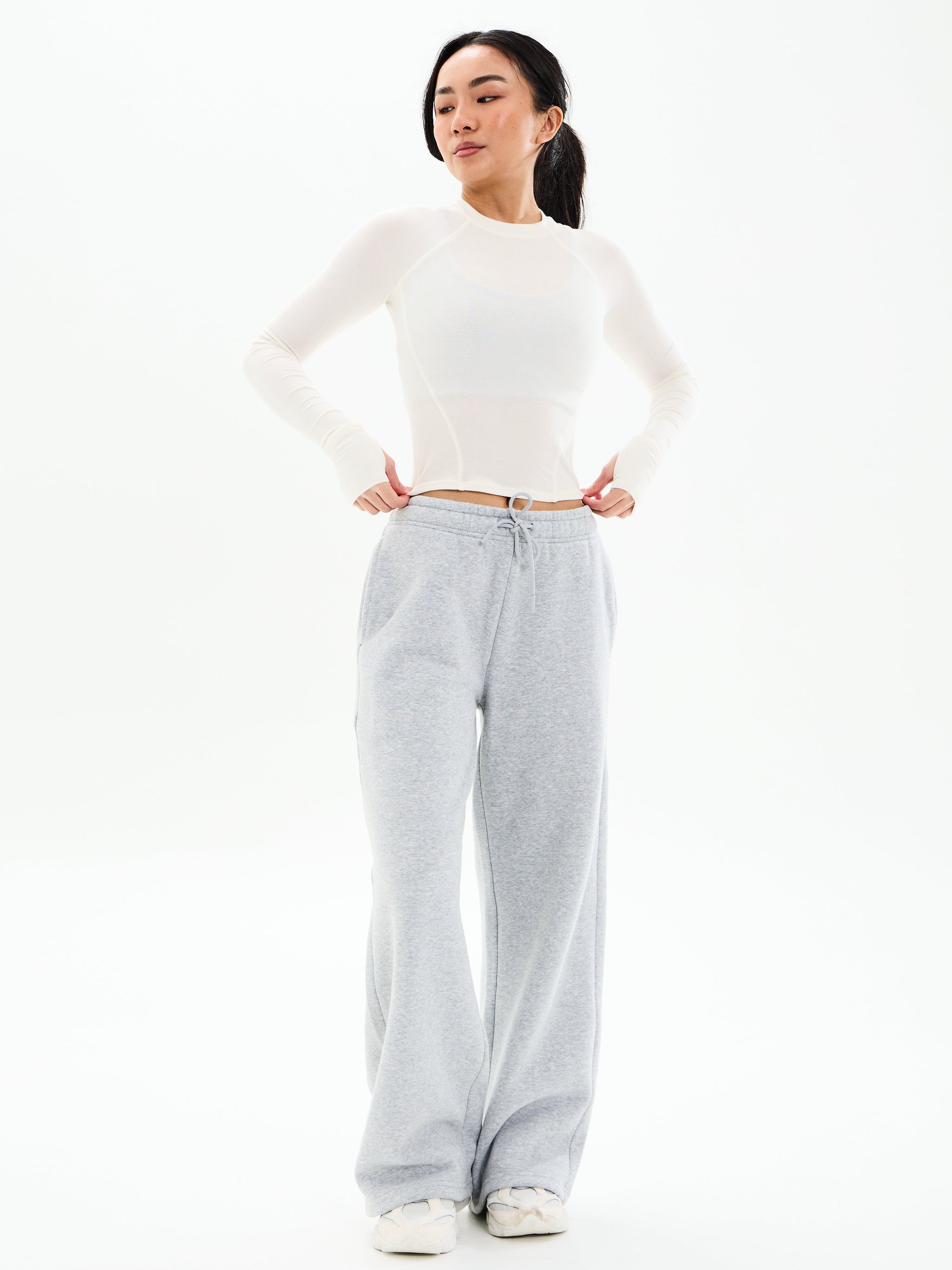 Base Layer Long Sleeve Waist Top - White