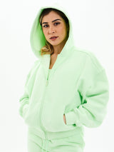 Thumbnail 1 of Plush Fleece Zip Hoodie - Honeydew, 1 of 6