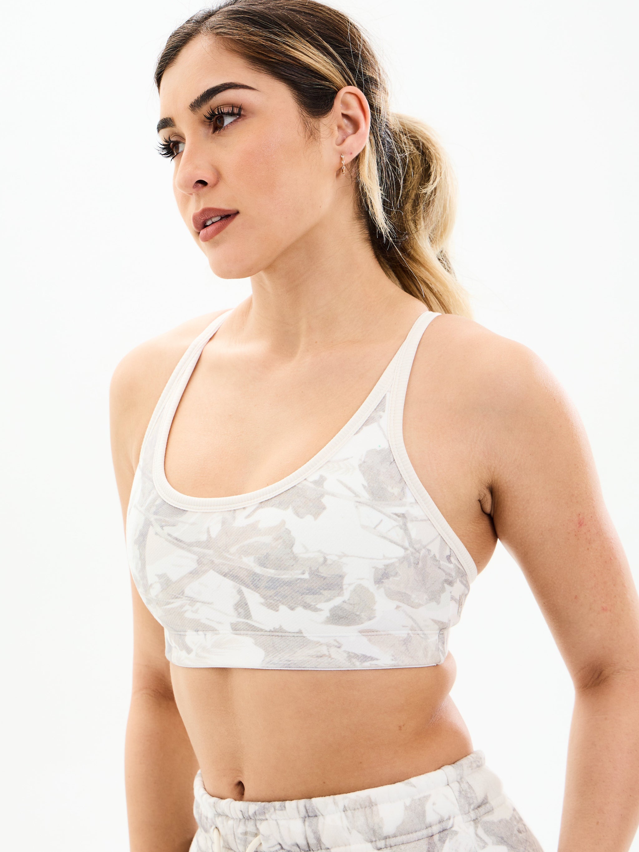 Plush Fleece Bralette - Snow Camo
