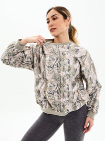 Plush Fleece Crew Pullover - Pink Camo