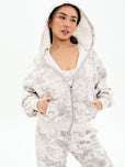 Plush Fleece Zip Hoodie - Snow Camo