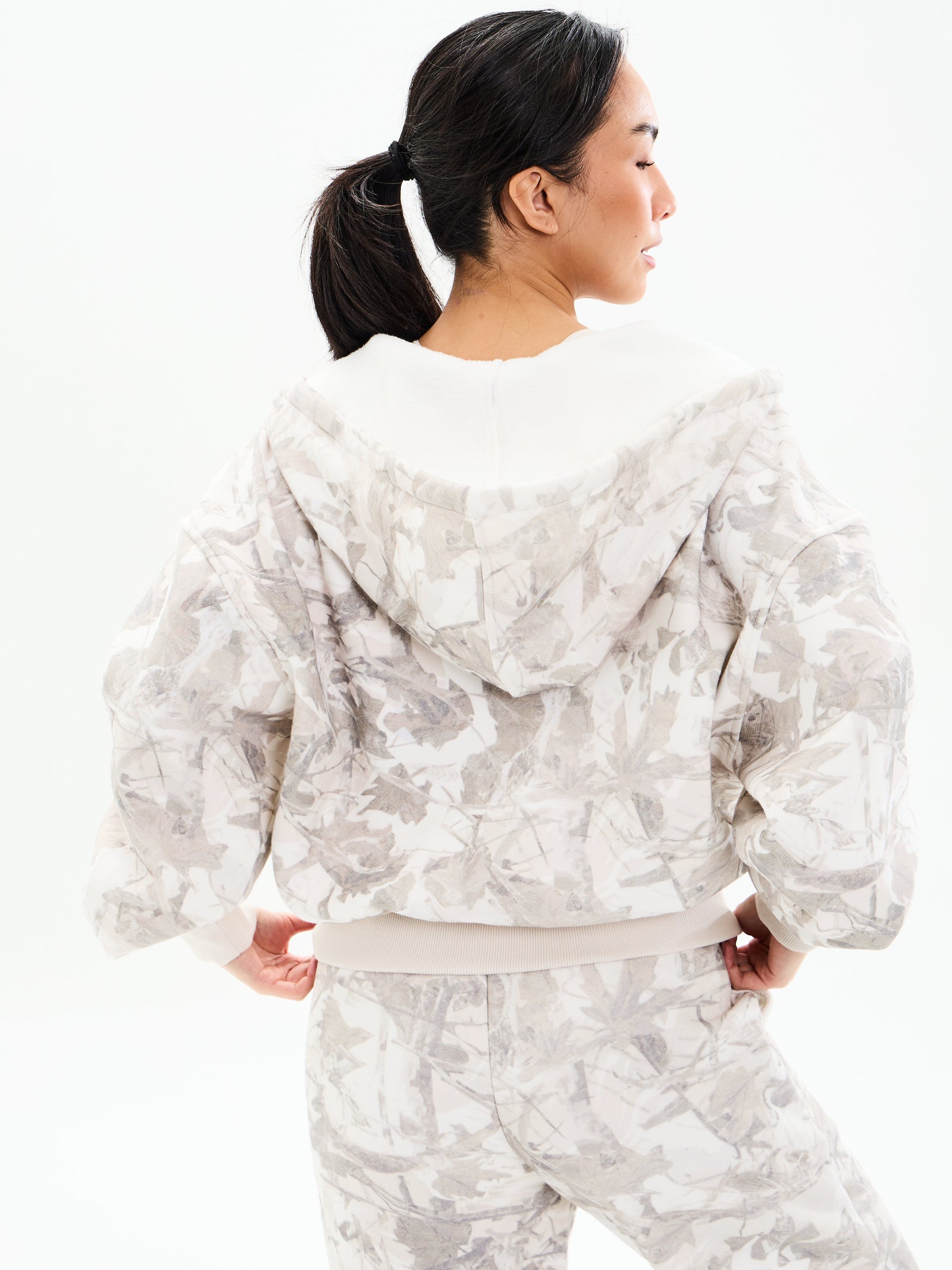 Plush Fleece Zip Hoodie - Snow Camo