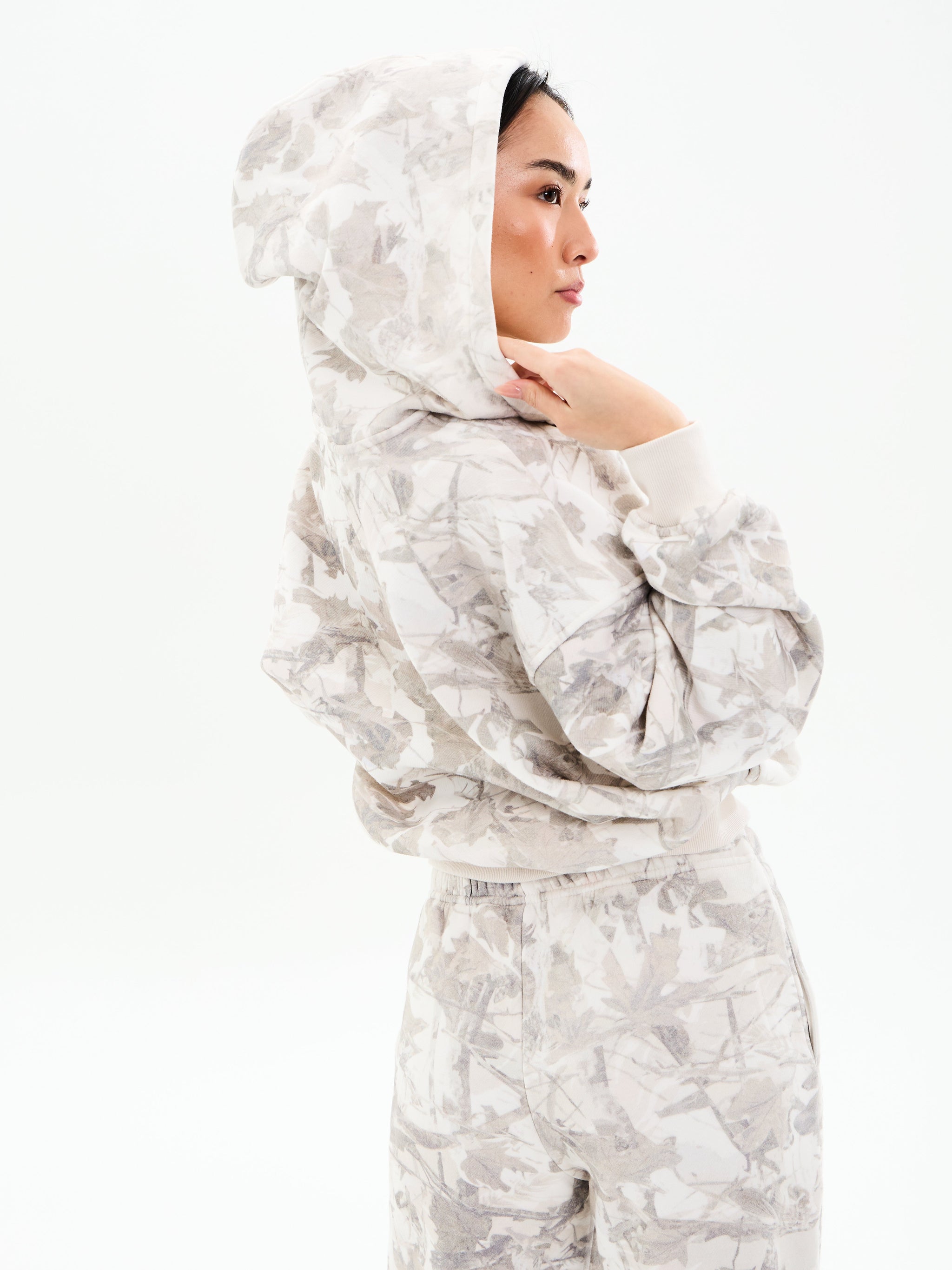 Plush Fleece Zip Hoodie - Snow Camo