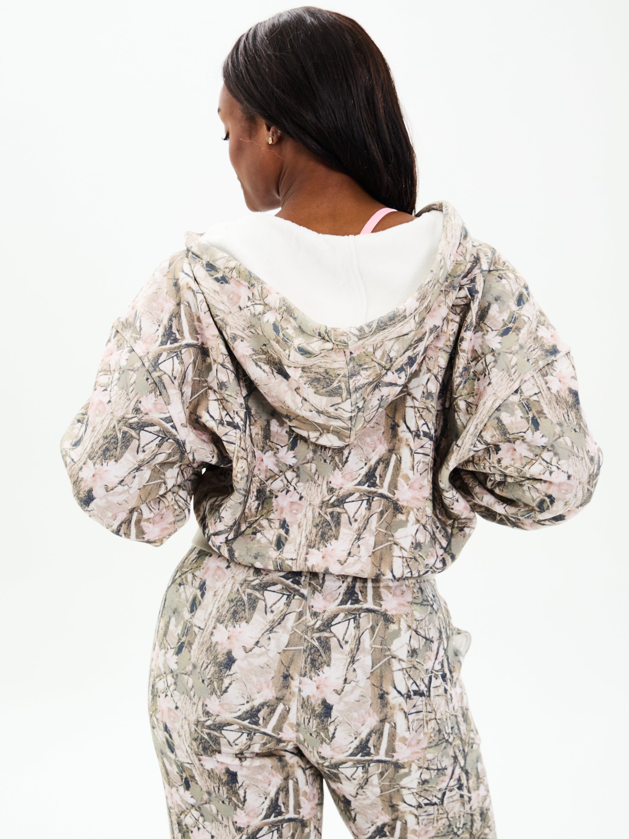 Plush Fleece Zip Hoodie - Pink Camo