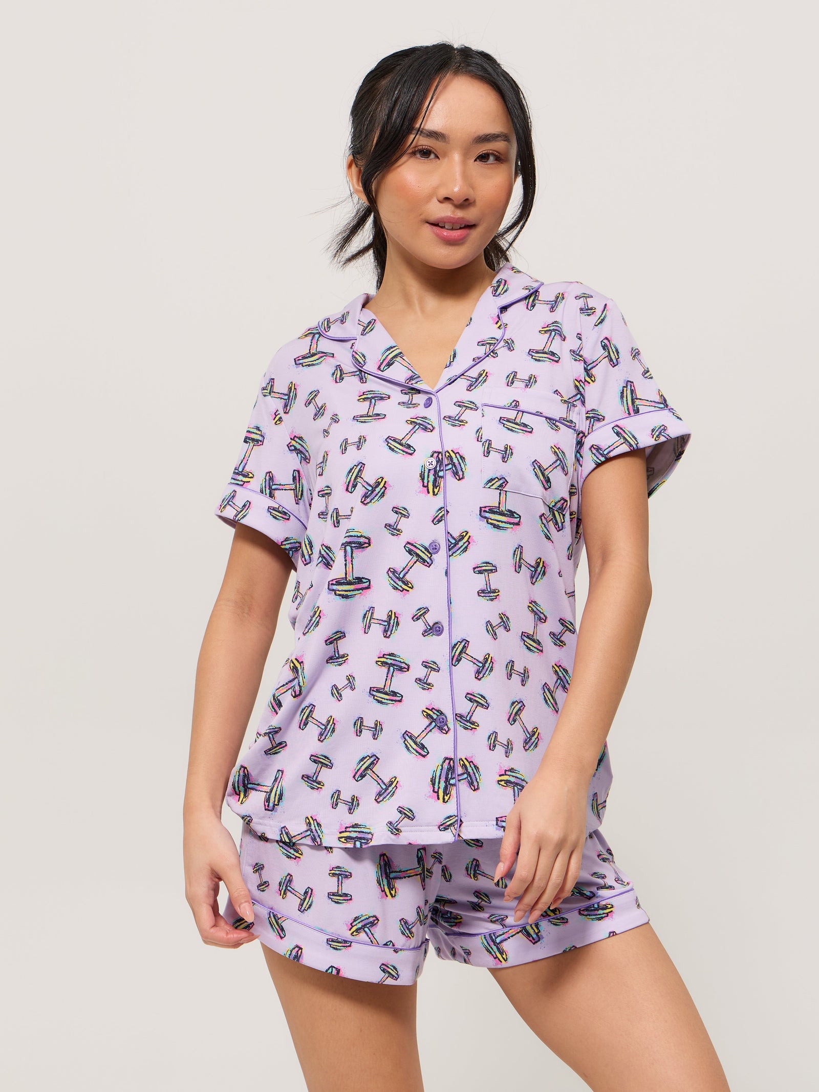 **PREORDER** Pajama Shorts Set - Dumbbell Print