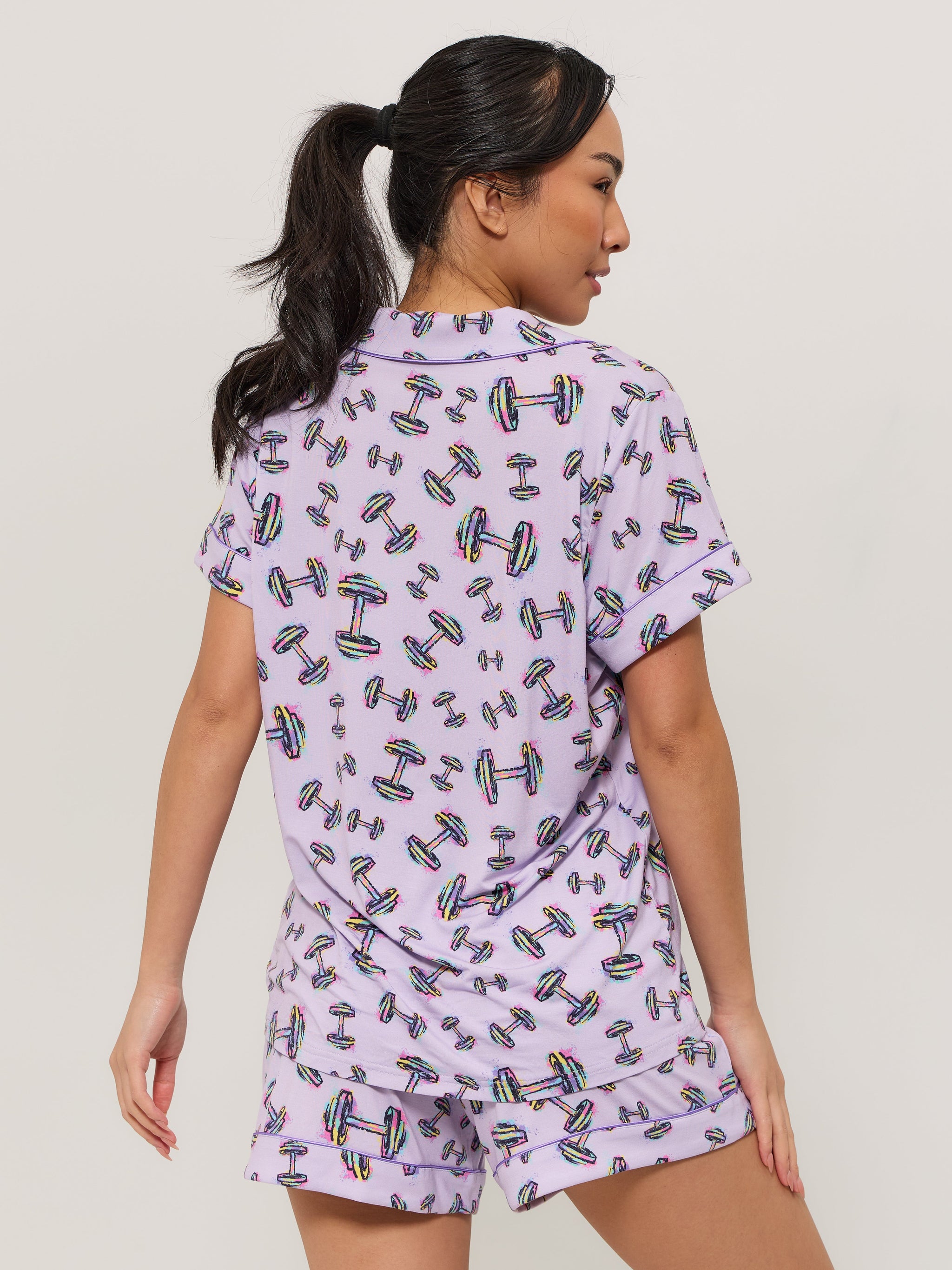 **PREORDER** Pajama Shorts Set - Dumbbell Print