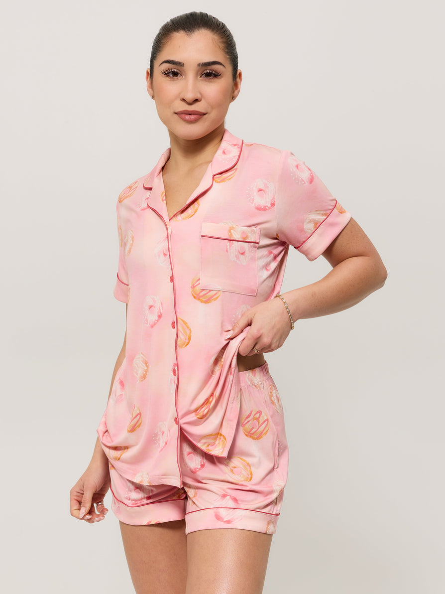 **PREORDER** Pajama Shorts Set - Donut Print